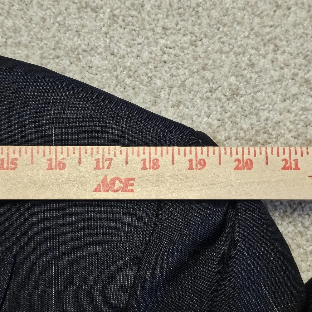 Ermenegildo Zegna Wool‎ Silk Blazer 42L Navy Windowpane Double Breasted Italy